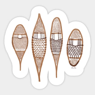 Wooden Snowshoes - traditional snowshoes, Indigenous Snowshoe styles Sticker